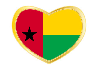 Flag of Guinea-Bissau in heart shape, golden frame