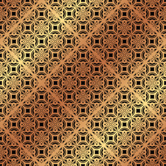 Golden ornamental seamless pattern. Template for design.