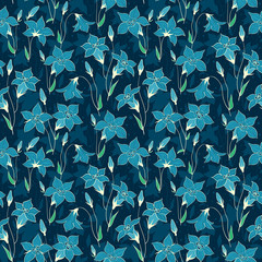 Beautiful wild bluebell flowers seamless pattern 5