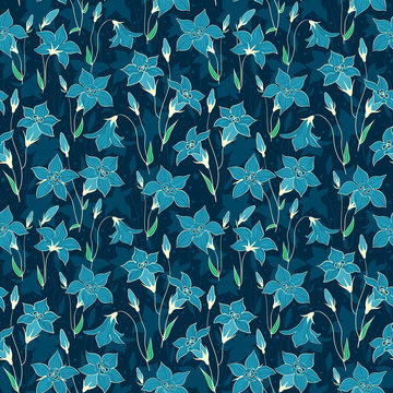 Beautiful wild bluebell flowers seamless pattern 5