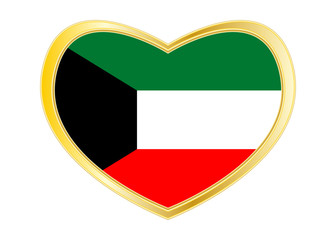 Flag of Kuwait in heart shape, golden frame