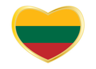 Flag of Lithuania in heart shape, golden frame