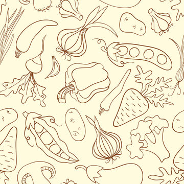 Simple doodle seamless pattern with vegetables