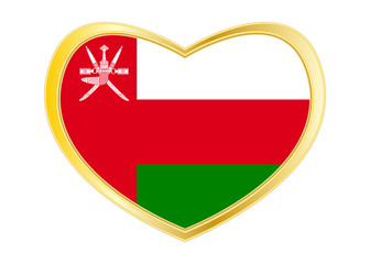 Flag of Oman in heart shape, golden frame