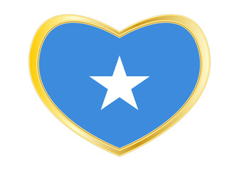 Flag of Somalia in heart shape, golden frame