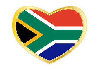 Flag of South Africa in heart shape, golden frame