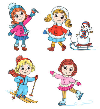 Happy winter girls