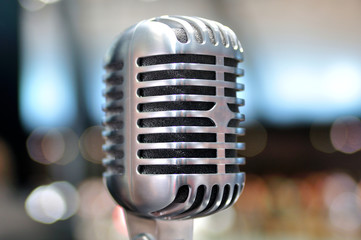 Fototapeta na wymiar Vintage silver microphone.