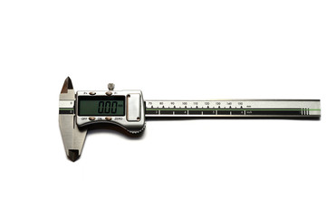 Electronic digital vernier caliper isolated on white