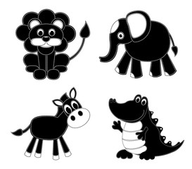 Silhouettes patchwork animals