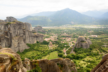 Fototapeta na wymiar Panorama of Kalambaka in Meteora region, Greece