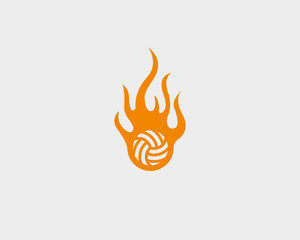 Sport fire ball logo design. Football soccer vector logotype.