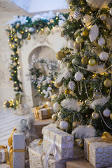 Christmas decorations, Christmas tree, gifts, new year