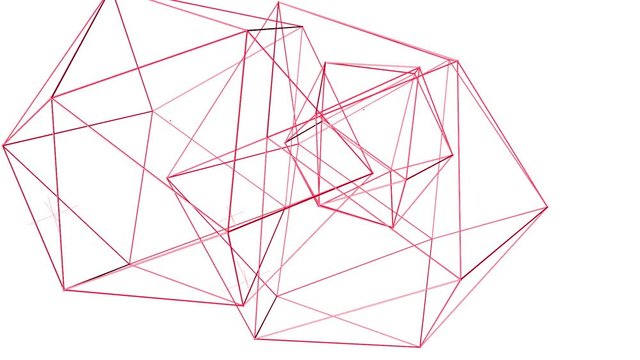Abstract orange waving 3D grid or mesh of pulsating geometric objects. Use as abstract art background. Orange geometric vibrating environment or pulsating math or chemical background
