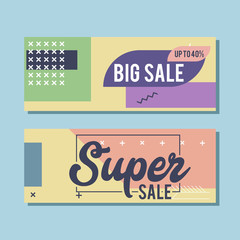 Big Sale modern banner in the Memphis style