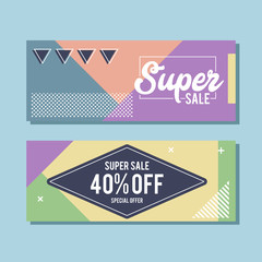 Big Sale modern banner in the Memphis style