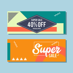 Big Sale modern banner in the Memphis style