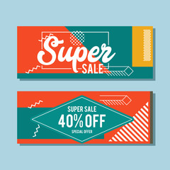 Big Sale modern banner in the Memphis style