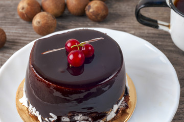 Festive tea party. Happy Christmas cake