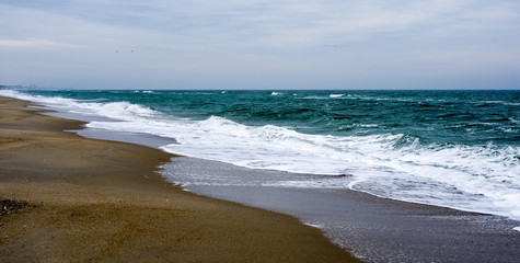 Coast of the Black Sea. Sand spit. Unpopular beach.