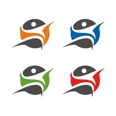 Abstract human figure logo design template vector, with fun, happy, healthy, running, jump or winning theme