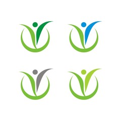 Abstract human figure, happy, fun, healthy theme logo design template vector illustration