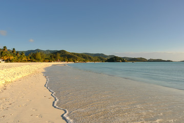 Serene Caribbean beach in Antigua island, West Indies