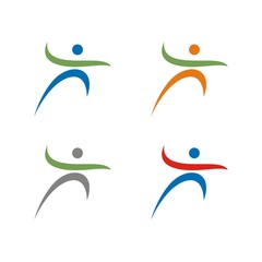 Abstract human figure, happy, fun, healthy theme logo design template vector illustration
