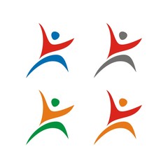 Obraz premium Abstract human figure, happy, fun, healthy theme logo design template vector illustration