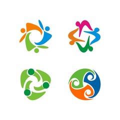 Abstract human figure with circular position, adoption, care, teamwork, community, supporting theme, designed based in vector format