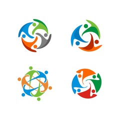 Abstract human figure with circular position, adoption, care, teamwork, community, supporting theme, designed based in vector format