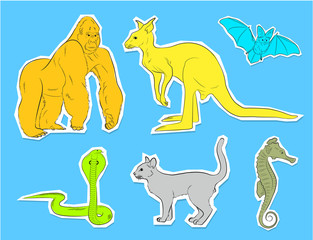 Collection of Wild Animals Stickers Vector