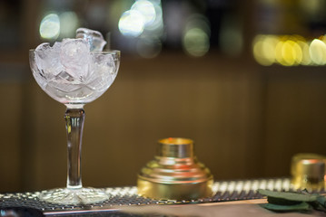 empty cocktail glasses with ice