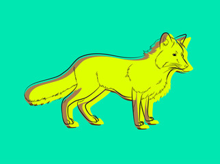 Cartoon Fox Drawing Filled with Color Vector