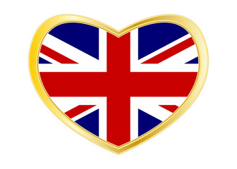 Flag of United Kingdom in heart shape Golden frame