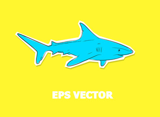 Wild Shark Fish Sticker Vector