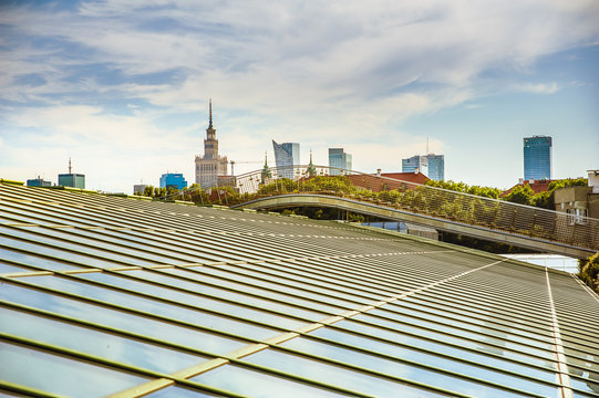 Fototapeta Warsaw skyline. View from the roof