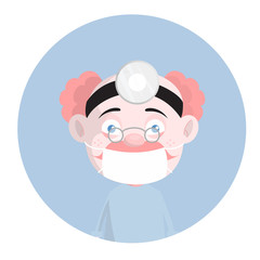 Fearful Doctor Face with Mask Vector