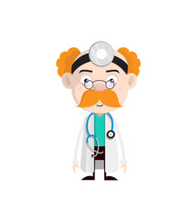Cartoon Doctor Shocked Face Expression Vector