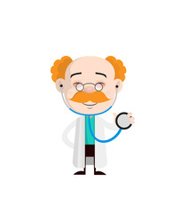 Smiling Old Doctor with Stethoscope Vector