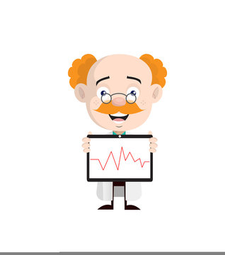 scientist holding tablet with red graph clip art preview