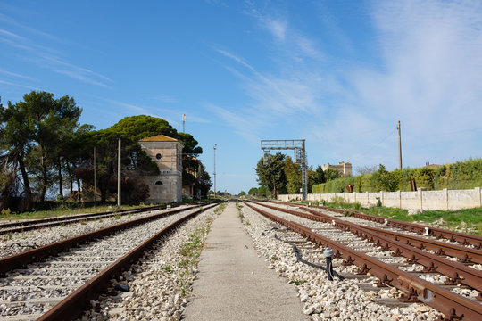 Abandoned rail station near Altamura, Apulia region. Italy.
