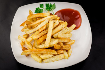 French fries with ketchup