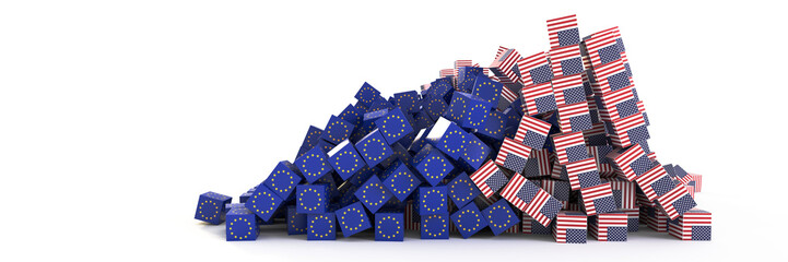 Fototapeta premium United States and Europe economic and political relationship, original 3d rendering