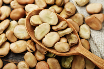 raw beans in a spoon