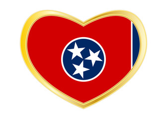 Flag of Tennessee in heart shape, golden frame