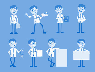 Vintage Cartoon Doctors Concepts Vector Collection