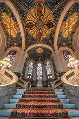 Photo sur Plexiglas Théâtre THE HAGUE, 21 July 2017, Up view of the Peace Palace main hall staircase, seat of the international court of justice, principal juridical of united nations