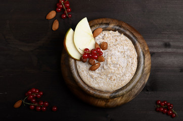 Oatmeal in bowl with berries