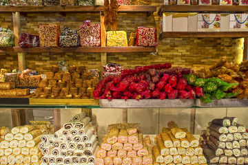 Traditional turkish sweets rahat lokum and churchchel. Kemer Turkey